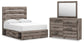 Graystorm  Panel Bed With Storage, Dresser And Mirror