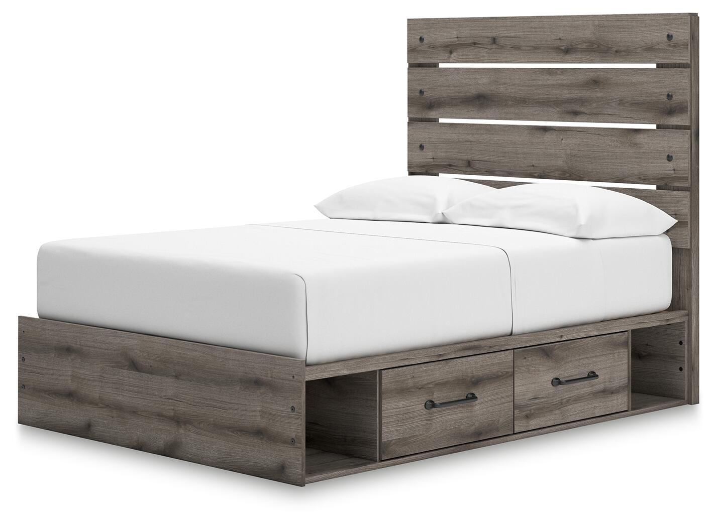 Graystorm  Panel Bed With Storage, Dresser And Mirror