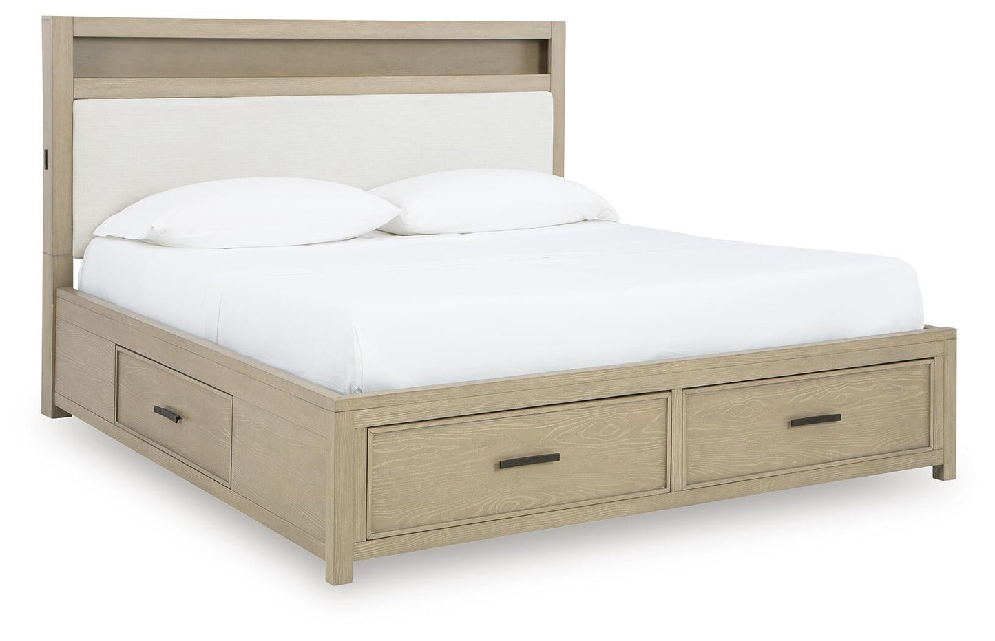 Calmoro California  Bookcase Bed With Mirrored Dresser And Nightstand