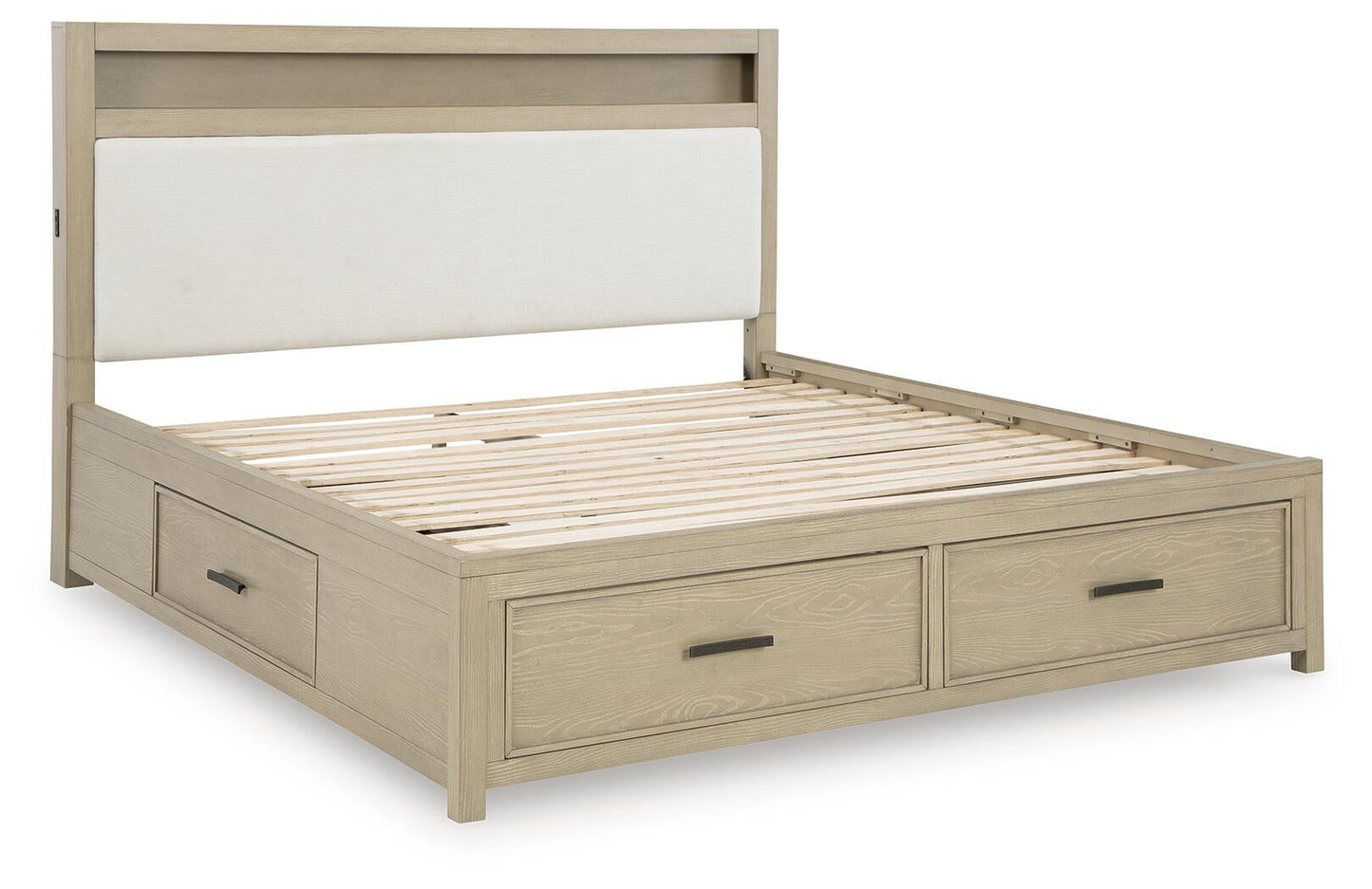 Calmoro California  Bookcase Bed With Mirrored Dresser And Nightstand