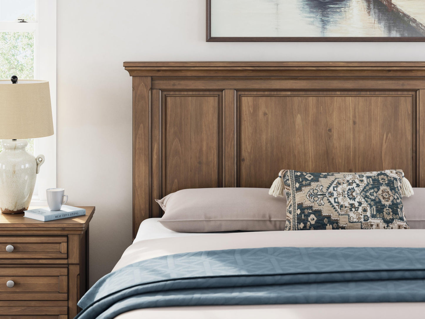 Feddinger California  Panel Bed With Mirrored Dresser
