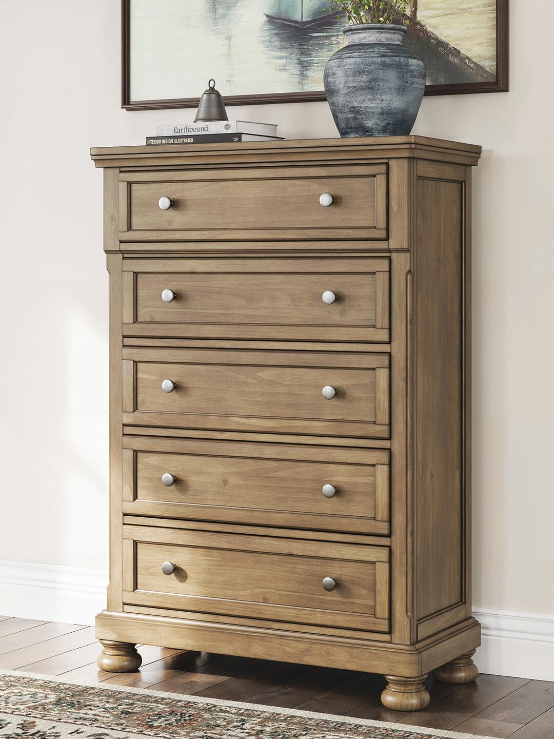 Feddinger  Panel Bed With Mirrored Dresser, Chest And Nightstand