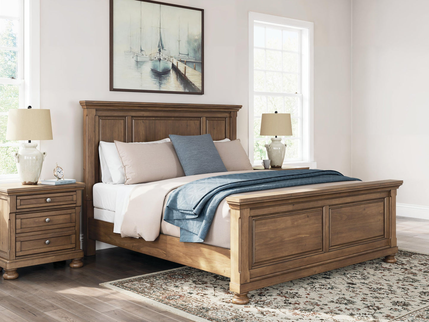 Feddinger  Panel Bed With Mirrored Dresser, Chest And Nightstand