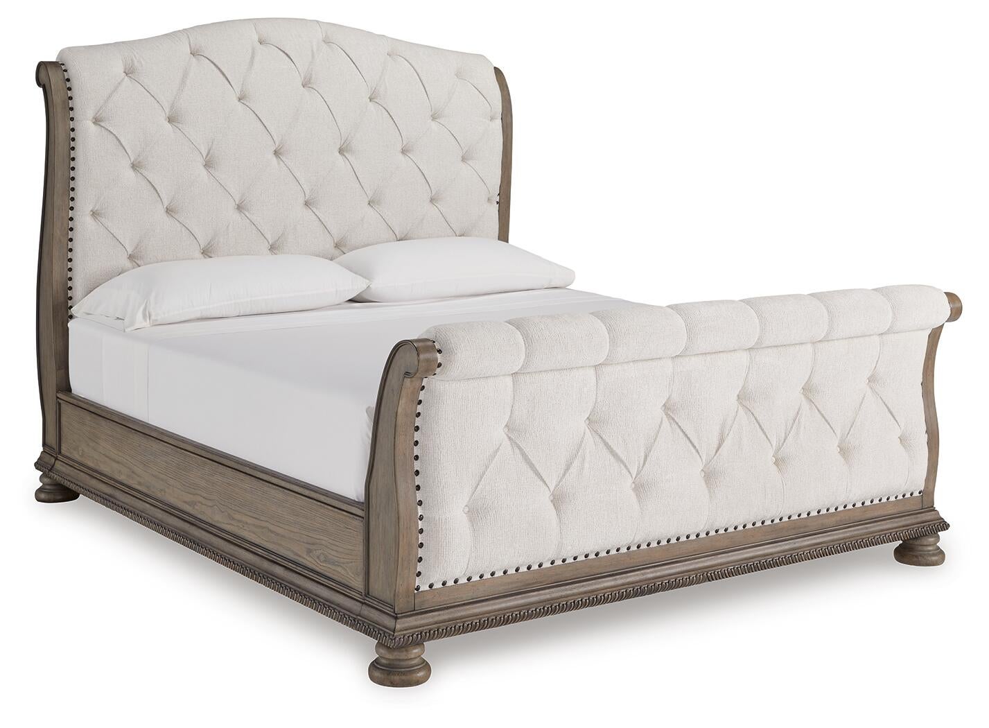 Ardenfield  Upholstered Sleigh Bed, Dresser, Mirror, Chest And Nightstand