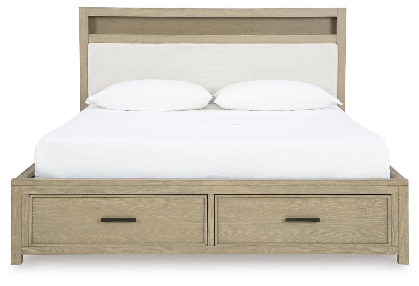 Calmoro  Bookcase Bed With Mirrored Dresser And Nightstand