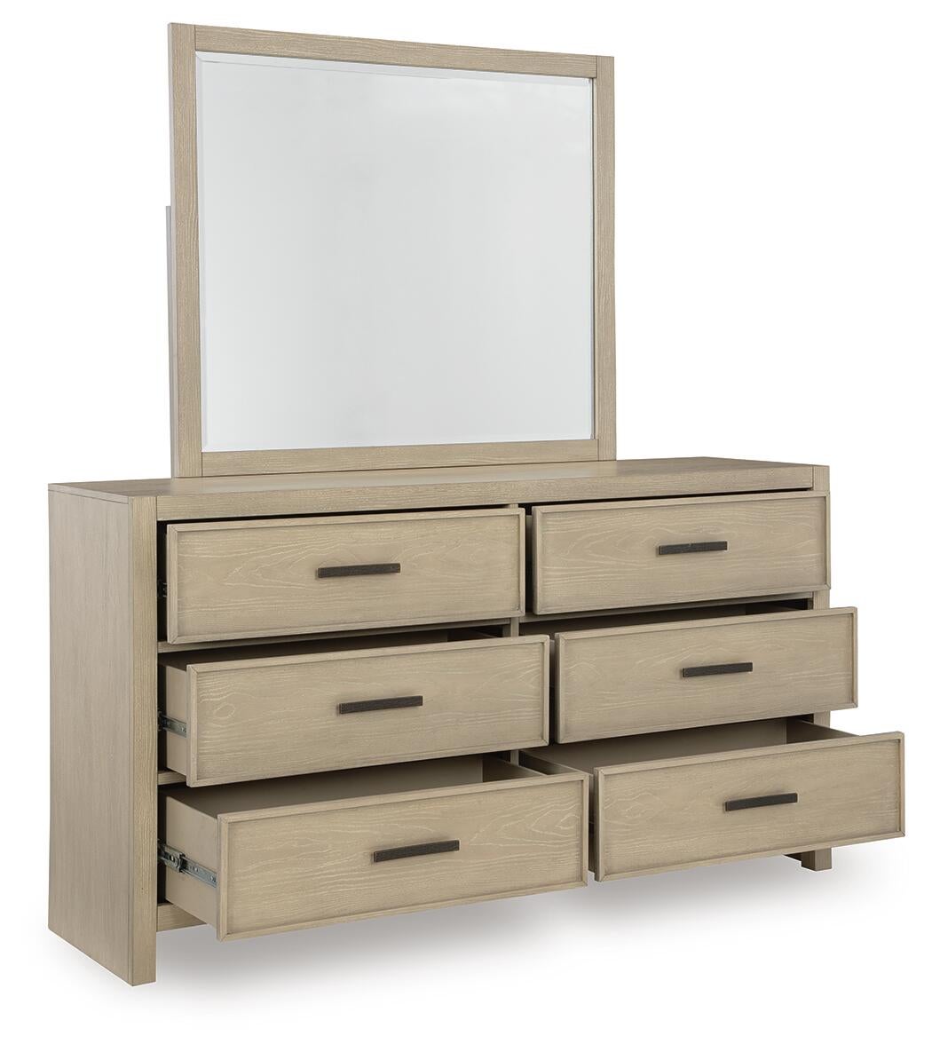 Calmoro  Bookcase Bed With Mirrored Dresser And Nightstand