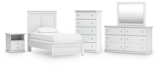 Bostwick Shoals  Panel Bed, Dresser, Mirror, Chest And Nightstand
