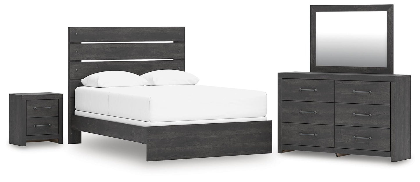Hollivern  Panel Bed, Dresser, Mirror And Nightstand