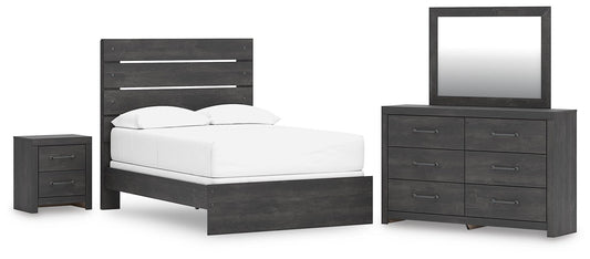 Hollivern  Panel Bed, Dresser, Mirror And Nightstand