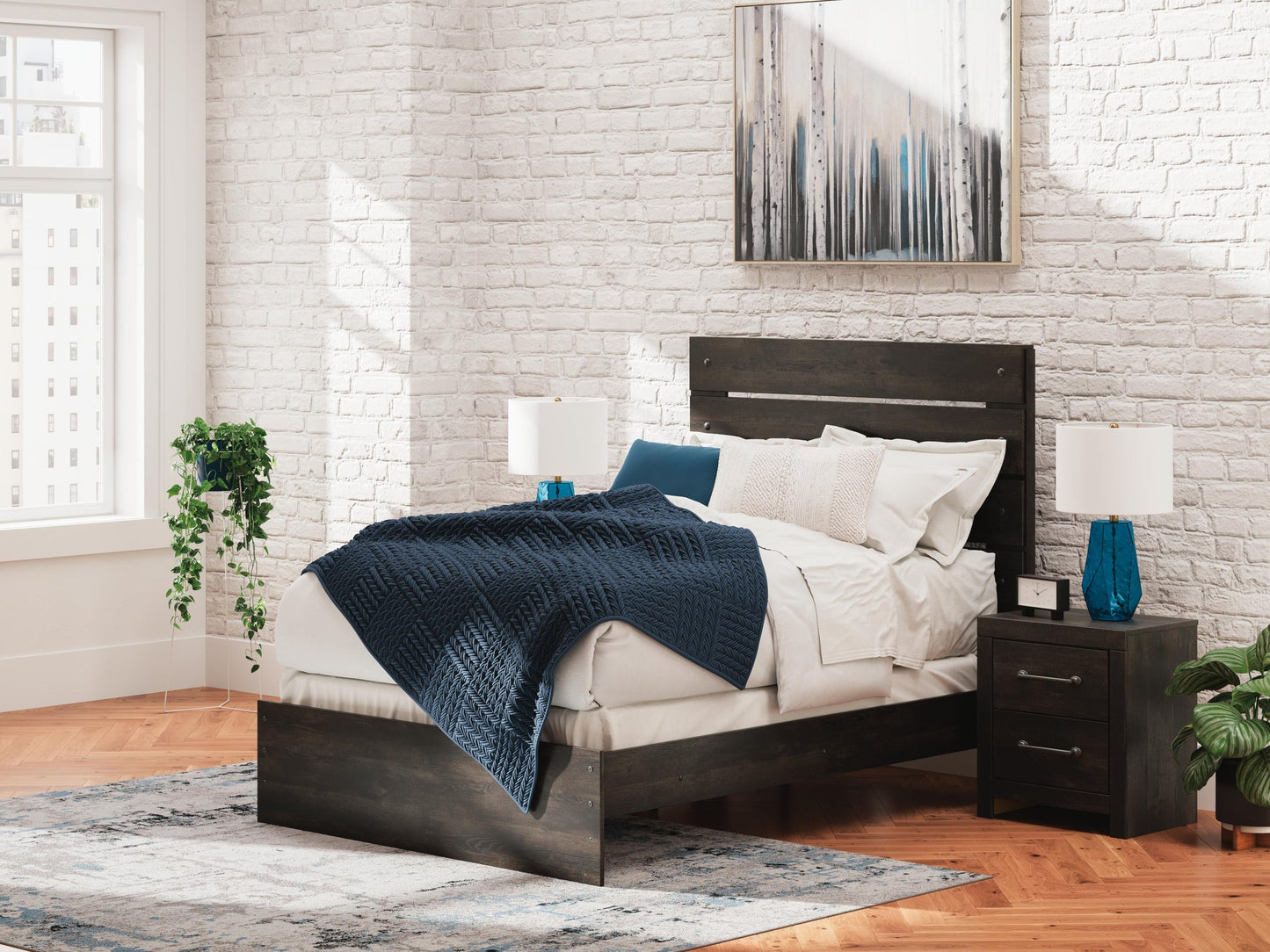 Hollivern  Panel Bed, Dresser And Mirror