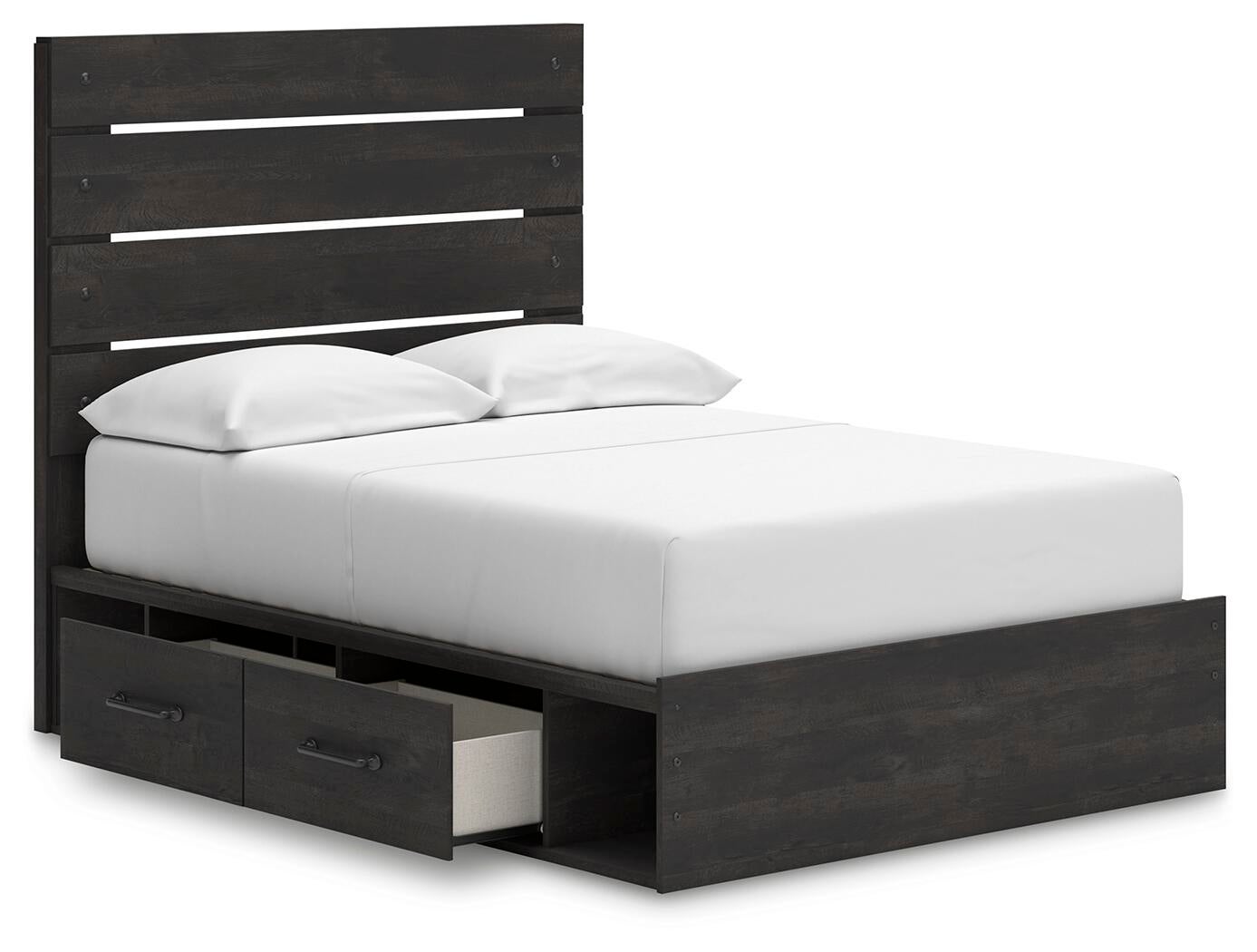 Hollivern  Panel Bed With Storage, Dresser, Mirror And Nightstand
