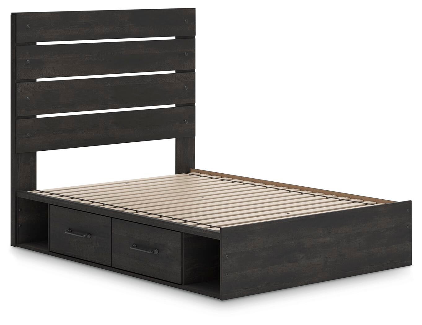 Hollivern  Panel Bed With Storage, Dresser, Mirror And Nightstand