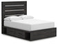 Hollivern  Panel Bed With Storage, Dresser And Mirror
