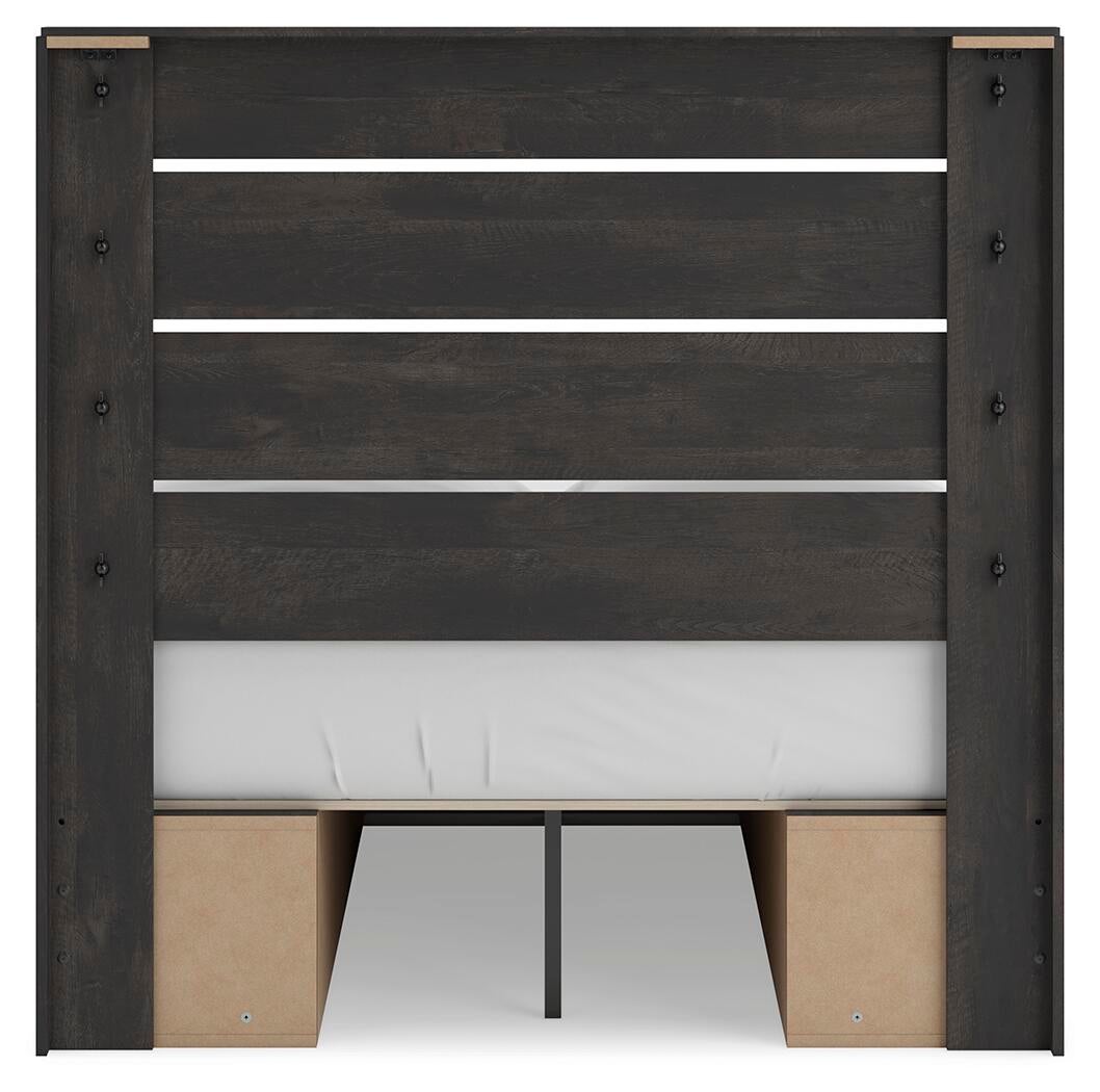 Hollivern  Panel Bed With Storage, Dresser And Mirror