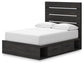 Hollivern  Panel Bed With Storage, Dresser And Mirror