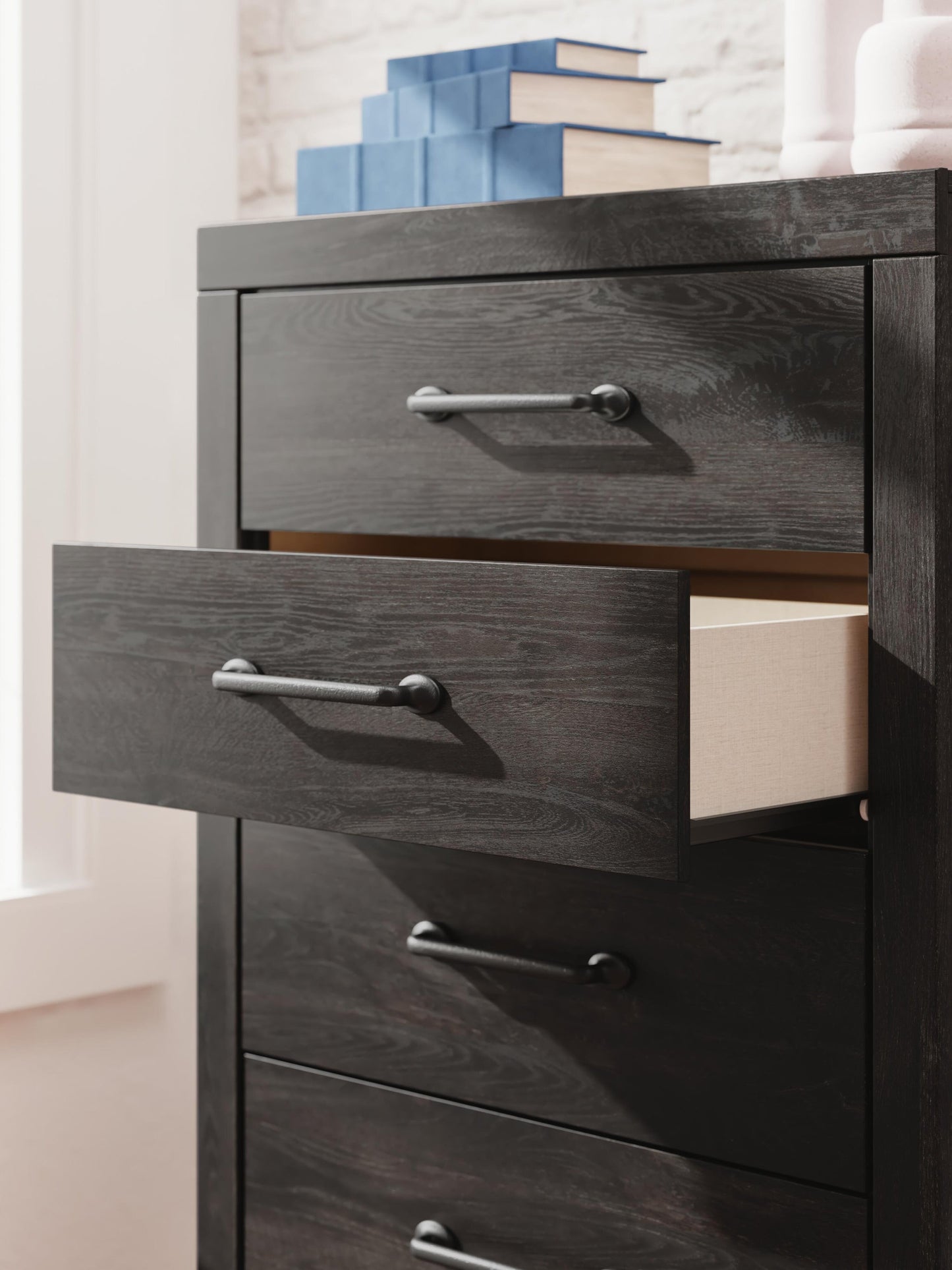 Hollivern  Panel Storage Bed, Dresser, Mirror, Chest And Nightstand