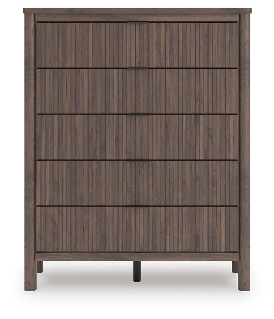 Pamytta  Upholstered Panel Platform Bed, Dresser, Mirror, Chest And Nightstand