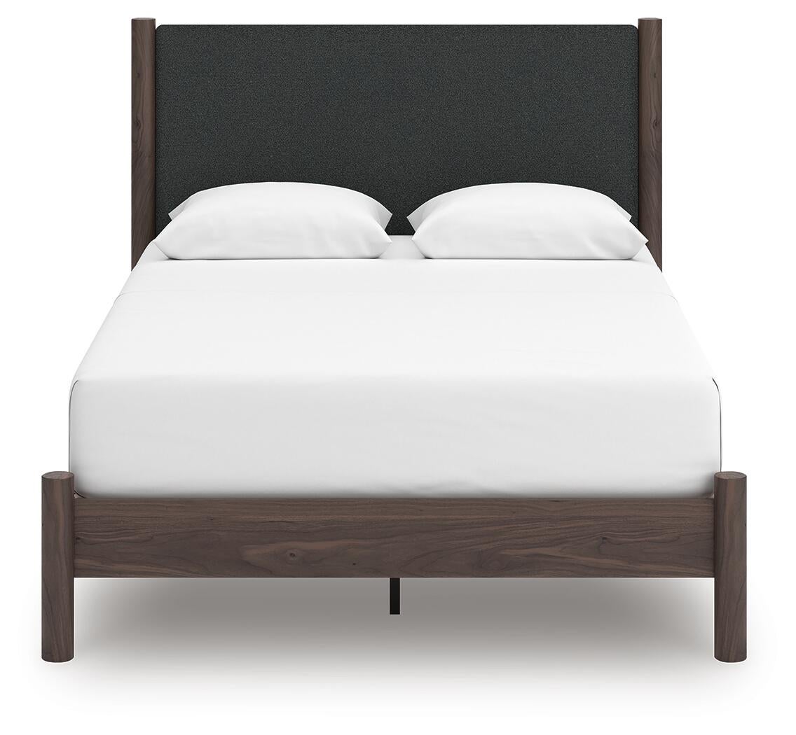 Pamytta  Upholstered Panel Platform Bed, Dresser, Mirror, Chest And Nightstand
