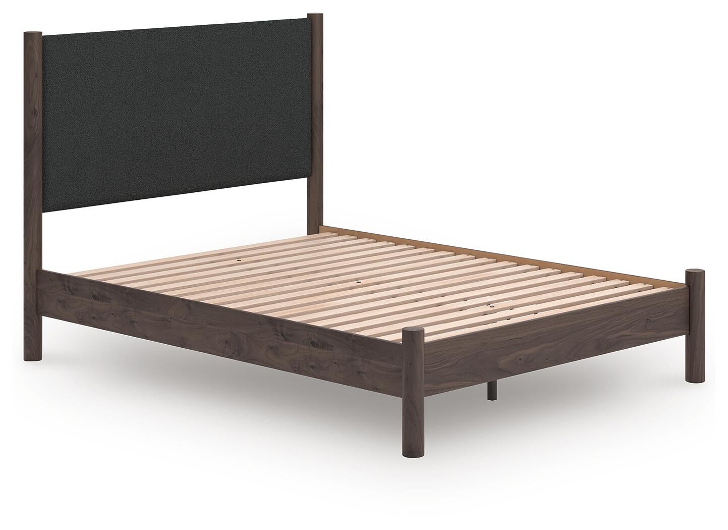 Pamytta  Upholstered Panel Platform Bed, Dresser And Mirror
