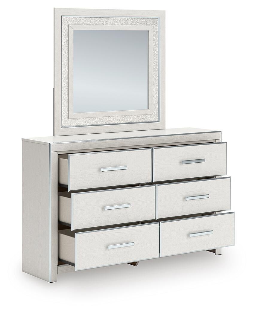 Zuraleus  Upholstered Panel Platform Bed, Dresser, Mirror, Chest And Nightstand