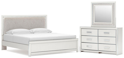 Zuraleus  Upholstered Panel Platform Bed, Dresser And Mirror