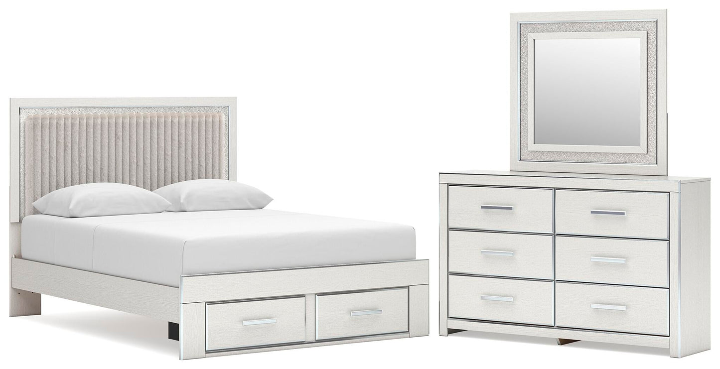 Zuraleus  Upholstered Panel Platform Storage Bed, Dresser And Mirror