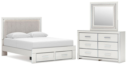 Zuraleus  Upholstered Panel Platform Storage Bed, Dresser And Mirror