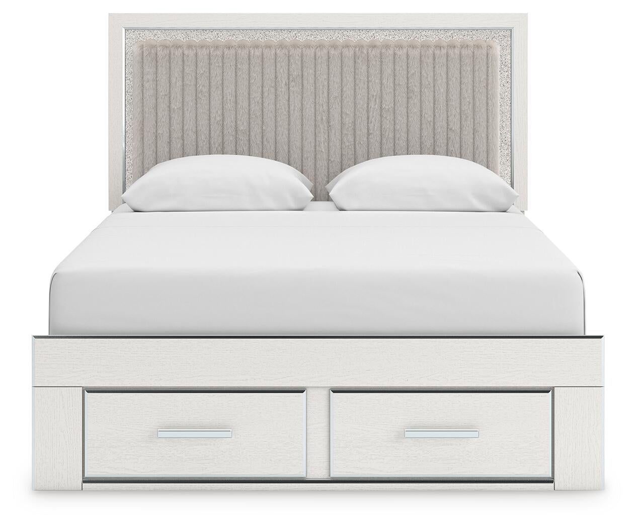 Zuraleus  Upholstered Panel Platform Storage Bed, Dresser And Mirror