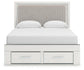 Zuraleus  Upholstered Panel Platform Storage Bed, Dresser And Mirror