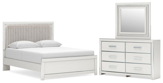 Zuraleus  Upholstered Panel Platform Bed, Dresser And Mirror