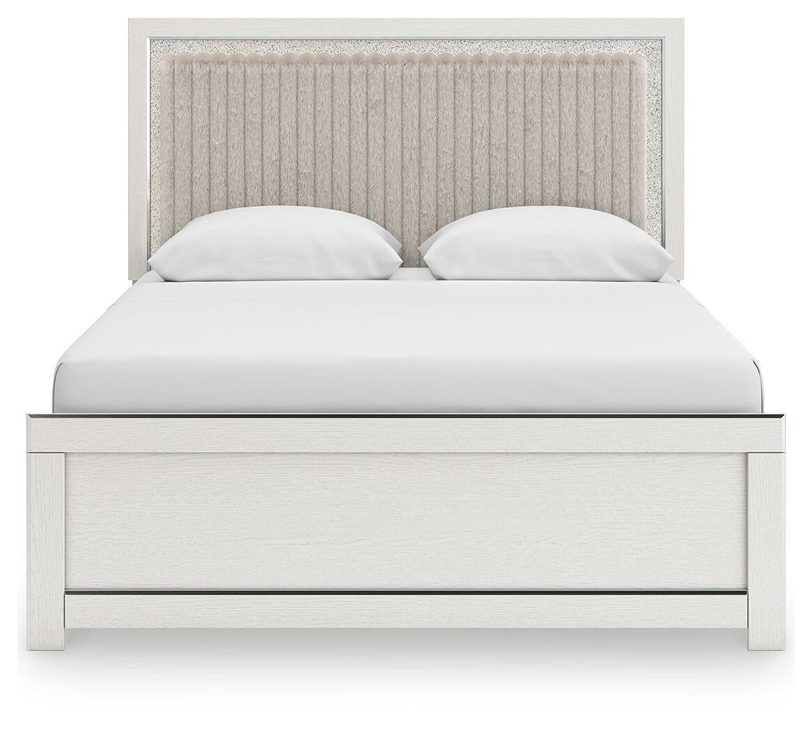Zuraleus  Upholstered Panel Platform Bed, Dresser And Mirror