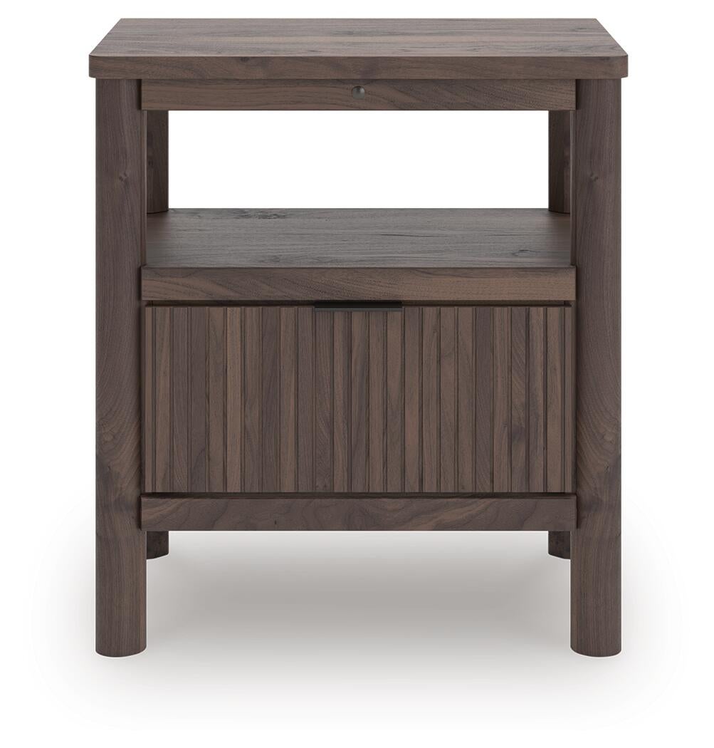 Pamytta  Upholstered Panel Bed, Dresser, Mirror, Chest And Nightstand