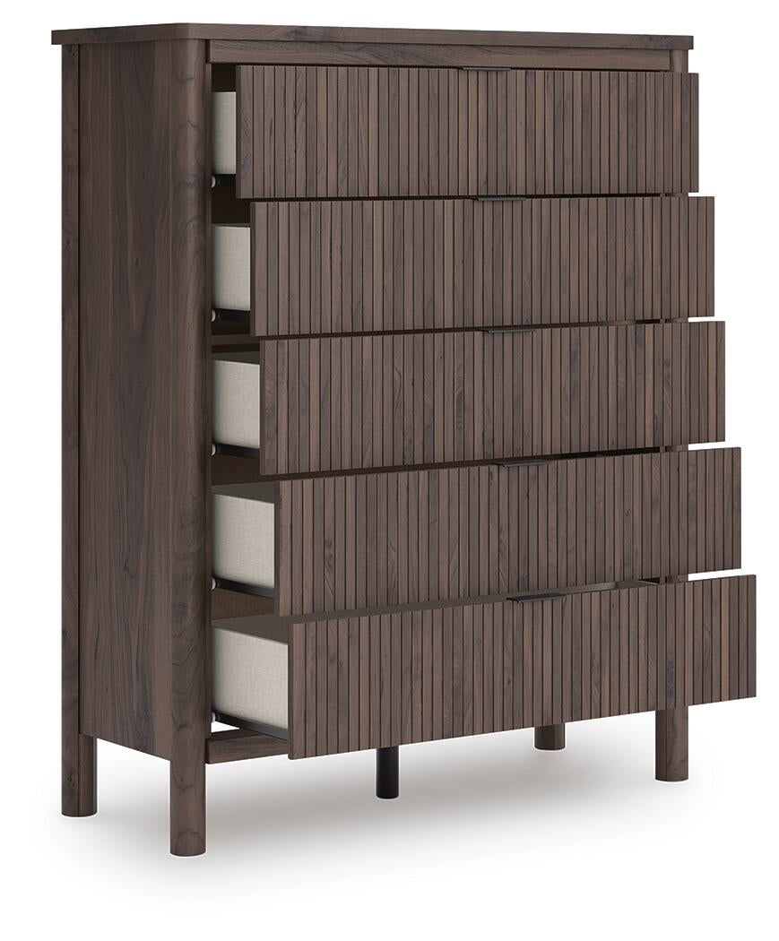 Pamytta  Upholstered Panel Bed, Dresser, Mirror And Nightstand