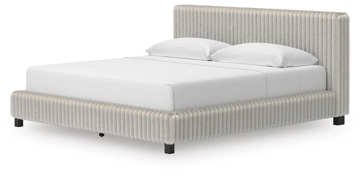 Zuraleus  Upholstered Bed, Dresser, Mirror And Nightstand