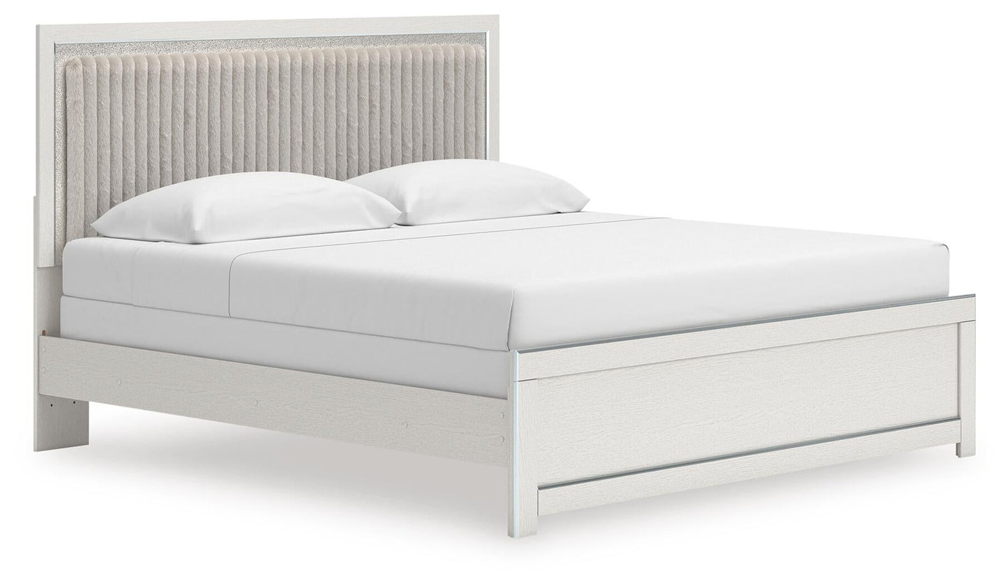 Zuraleus  Upholstered Panel Bed, Dresser, Mirror And Nightstand