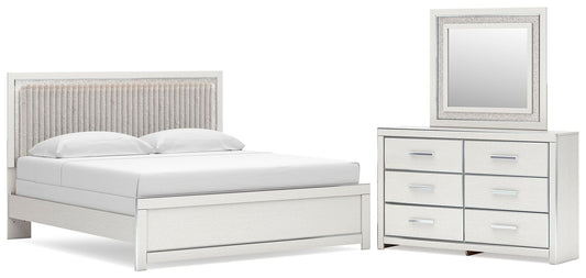 Zuraleus  Upholstered Panel Bed, Dresser And Mirror