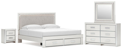 Zuraleus  Upholstered Panel Platform Storage Bed, Dresser, Mirror And Nightstand