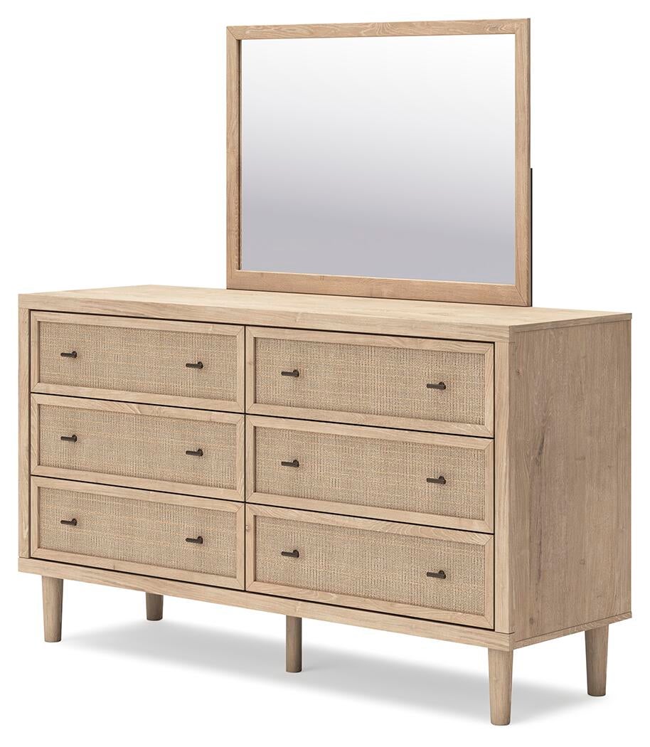 Cielden California  Upholstered Bed With Roll Slats, Dresser, Mirror, Chest And Nightstand