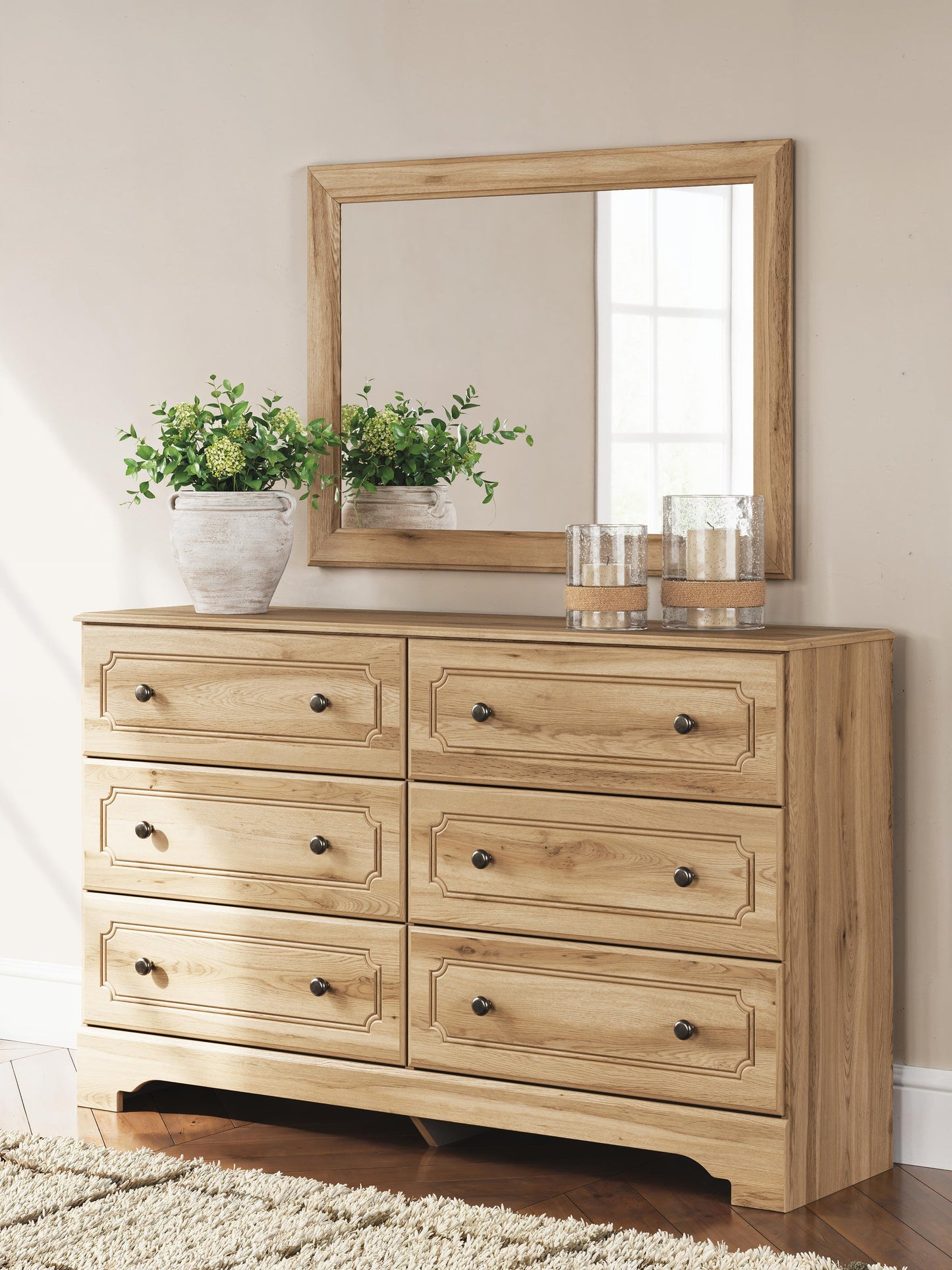 Aleaport  Panel Bed With Mirrored Dresser And Nightstand