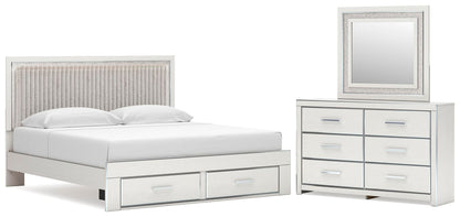 Zuraleus  Upholstered Panel Platform Storage Bed, Dresser And Mirror