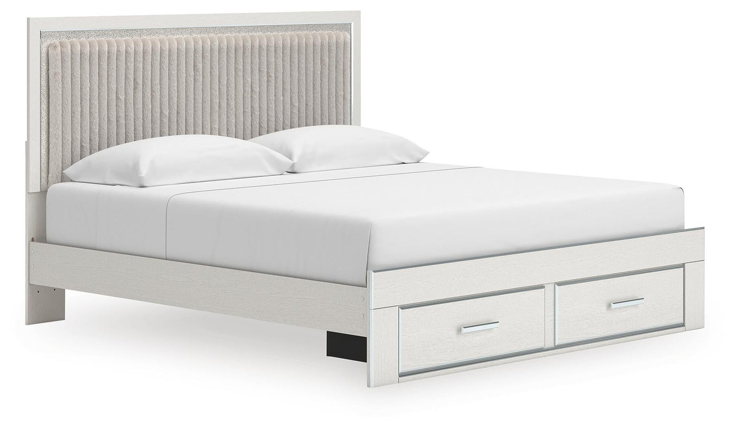 Zuraleus  Upholstered Panel Platform Storage Bed, Dresser And Mirror