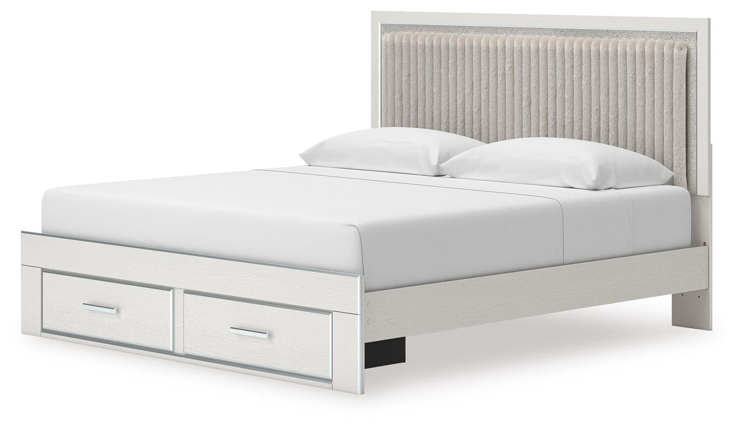 Zuraleus  Upholstered Panel Platform Storage Bed, Dresser And Mirror
