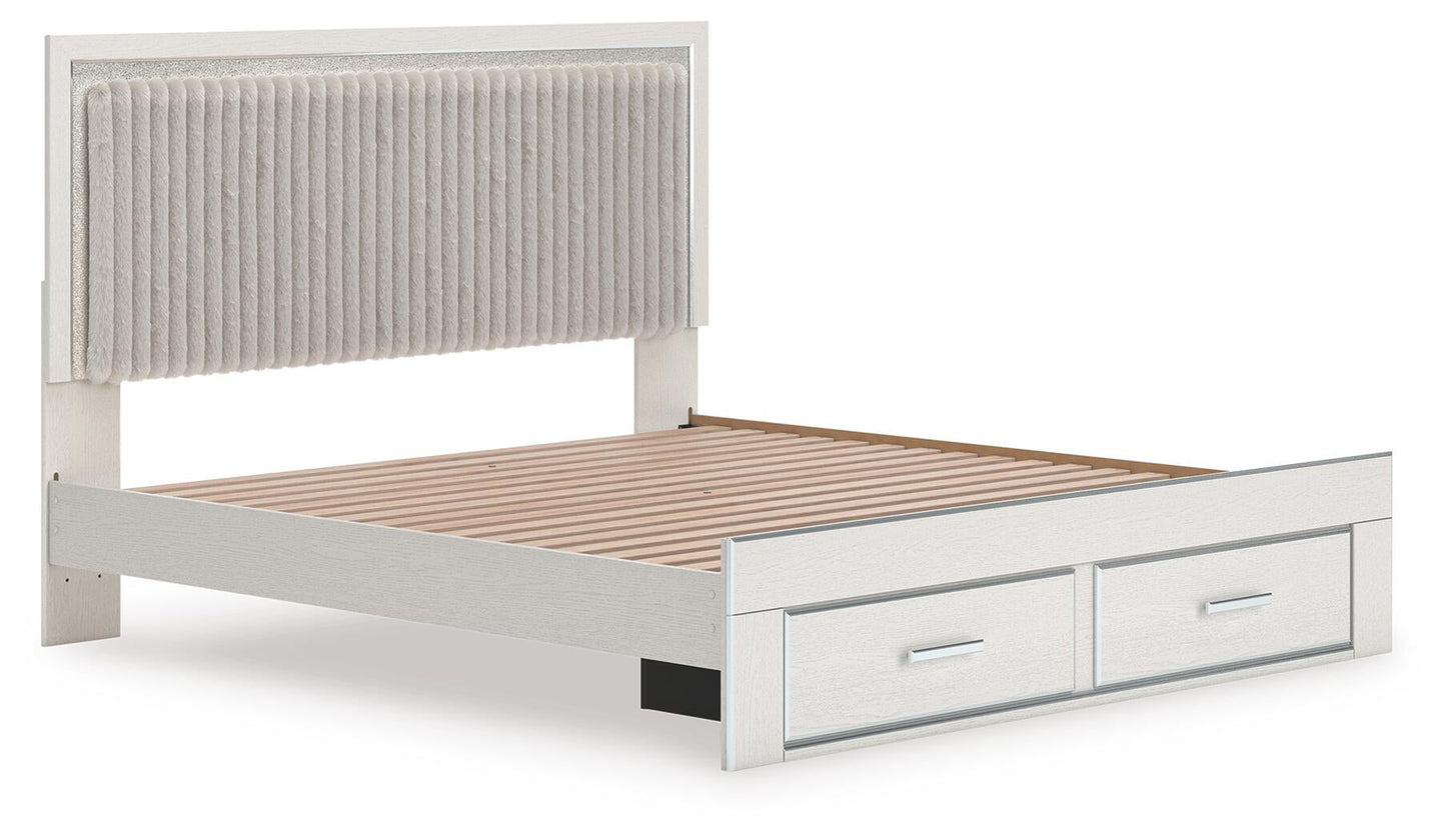 Zuraleus  Upholstered Panel Platform Storage Bed, Dresser And Mirror