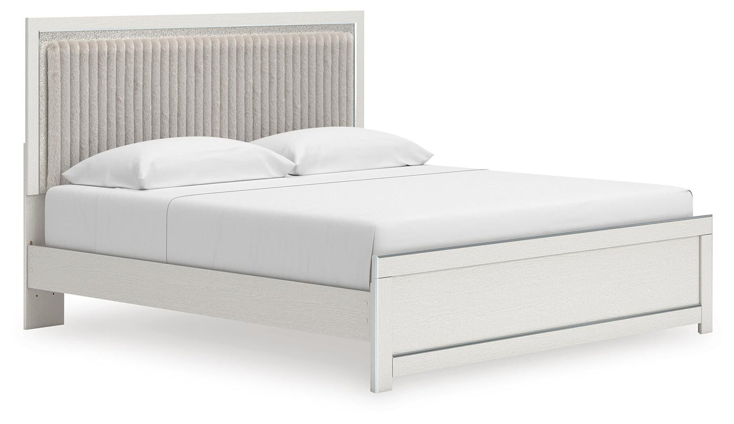 Zuraleus  Upholstered Panel Platform Bed, Dresser, Mirror And Nightstand