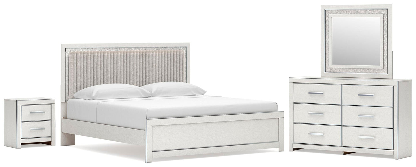 Zuraleus  Upholstered Panel Platform Bed, Dresser, Mirror And Nightstand