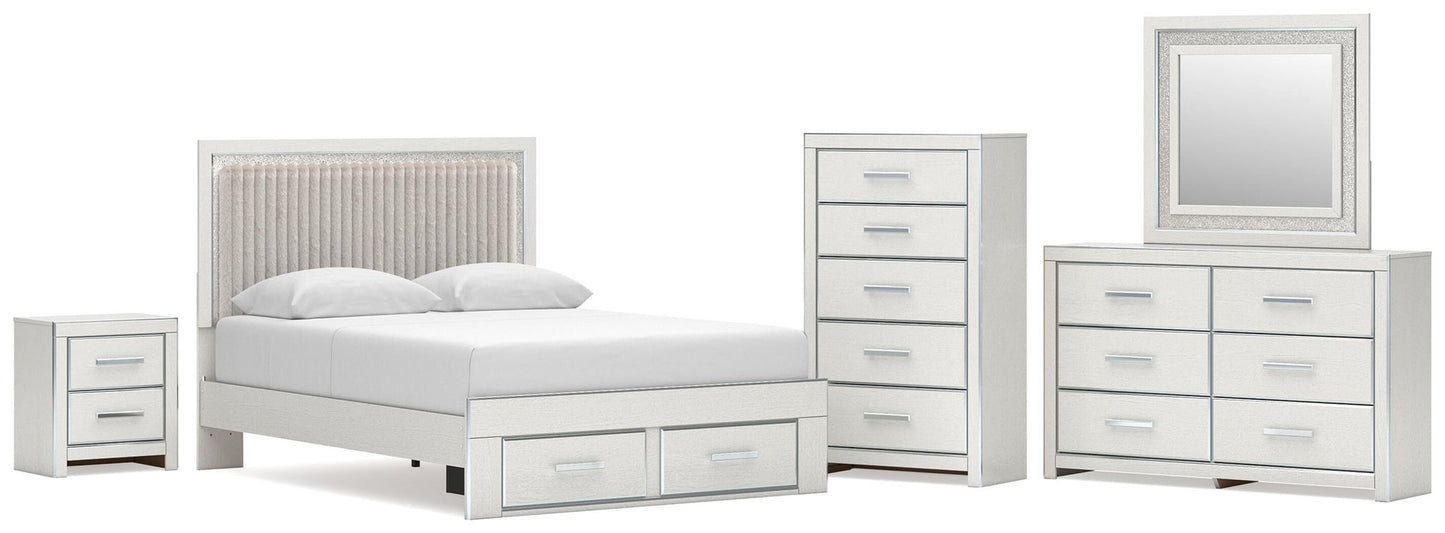 Zuraleus  Upholstered Panel Platform Storage Bed, Dresser, Mirror, Chest And Nightstand