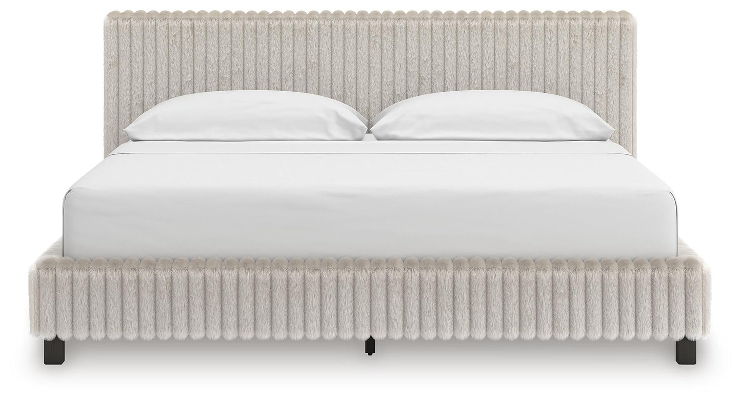 Zuraleus California  Upholstered Bed, Dresser, Mirror And Nightstand