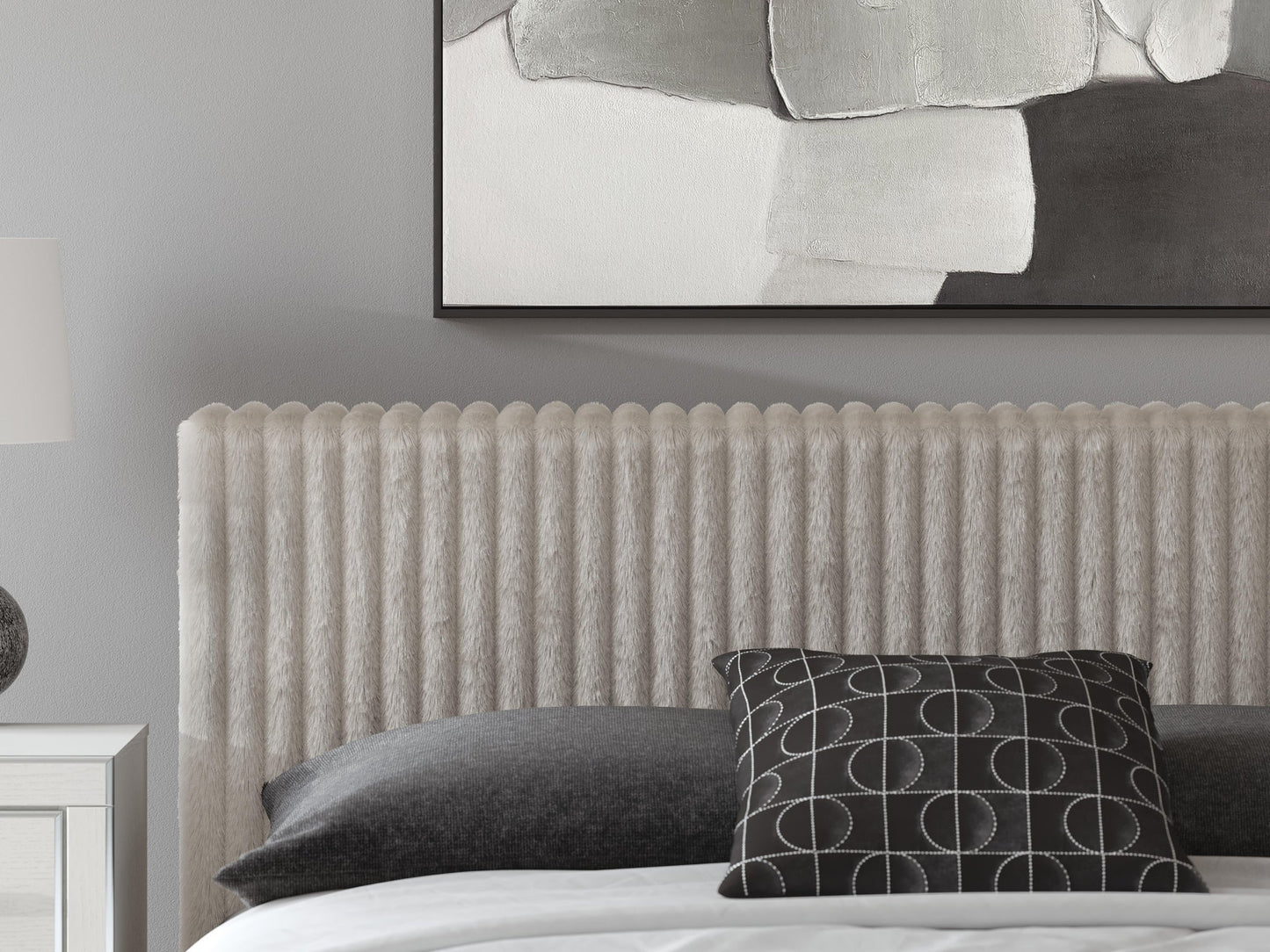 Zuraleus California  Upholstered Bed, Dresser, Mirror And Nightstand