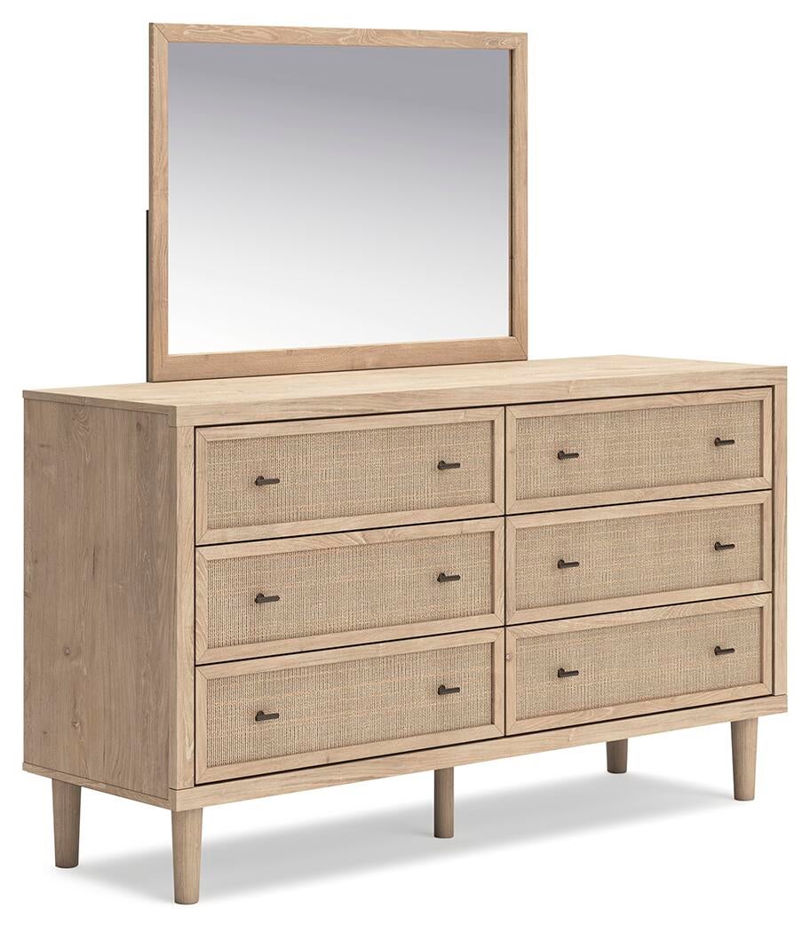 Cielden California  Upholstered Bed With Roll Slats, Dresser And Mirror