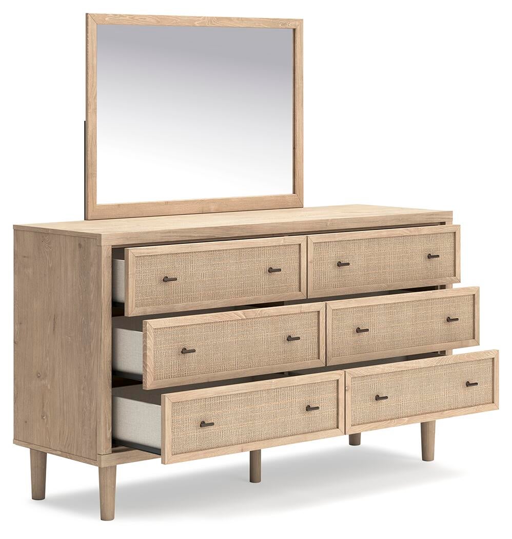 Cielden  Upholstered Bed With Roll Slats, Dresser, Mirror, Chest And Nightstand